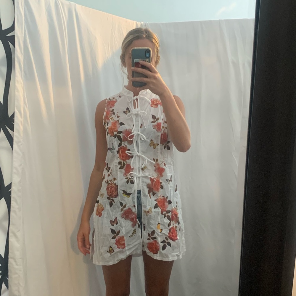 Sand & Sun lengthy tie up floral shirt